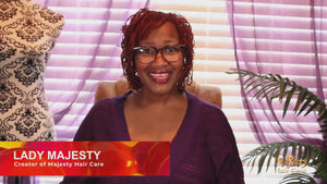 Lady Majesty, owner of Majesty Hair Care, explains how to use the Majesty Radiant Shine Therapy Spray on different hair types like curls, relaxed hair, natural hair and styled hair.